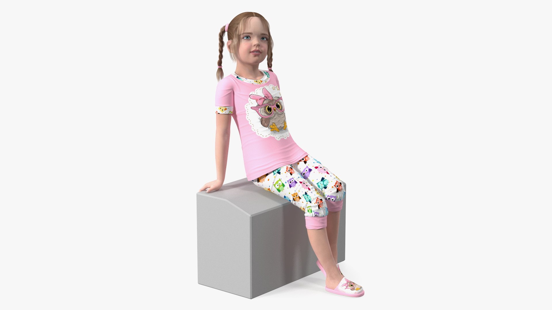 Girl Child Home Clothes Sitting 3D model preview