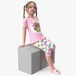 Girl Child Home Clothes Sitting 3D model