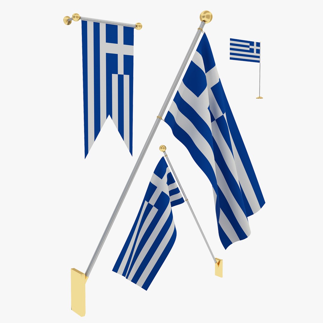 Greece Flag Set 3D Model TurboSquid 2399137