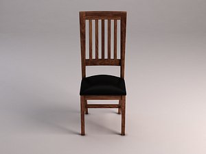 CHAIR---Long back wood and leather base