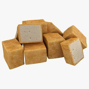 realistic fried tofu 02 3d 3ds