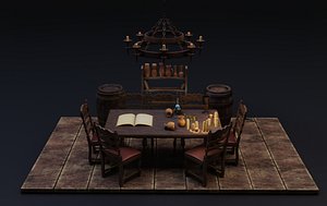 3D medieval props dining room