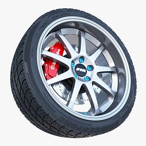 3d model work emotion xd-9 wheel tire