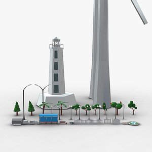 City Asset - Low Poly - 44 Models 3D model