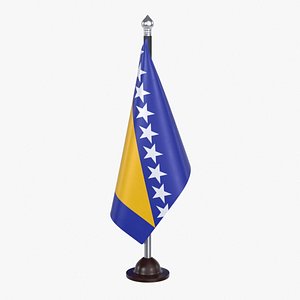 3D Bosnia and Herzegovina Flag Stand model