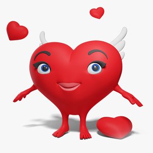 Heart character Valentine girl model stylized