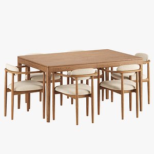 3D model Edison Dining Chair and Parker Dining Table