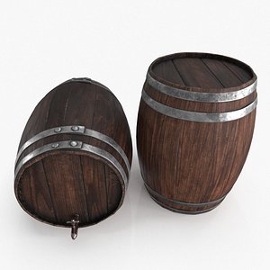 3D Wooden Barrel model