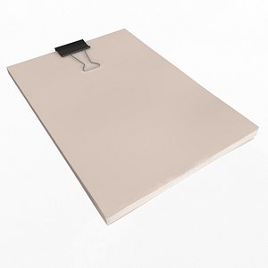 A4 Sheets with Binder Clip 3D model