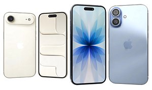 3D Apple iPhone Air Gold Light And Apple iPhone 17 Mist Blue