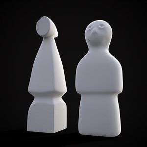 Medieval Wooden Dolls print 3D model