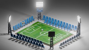 Low Poly Football Stadium Sports Pack - Game Ready 3D Assets 3D model