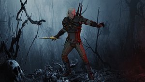 Geralt Of Rivia low-poly 3D model