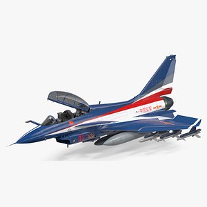 3D model Modern Tandem Fighter Aircraft Chengdu J10 Rigged for Cinema 4D
