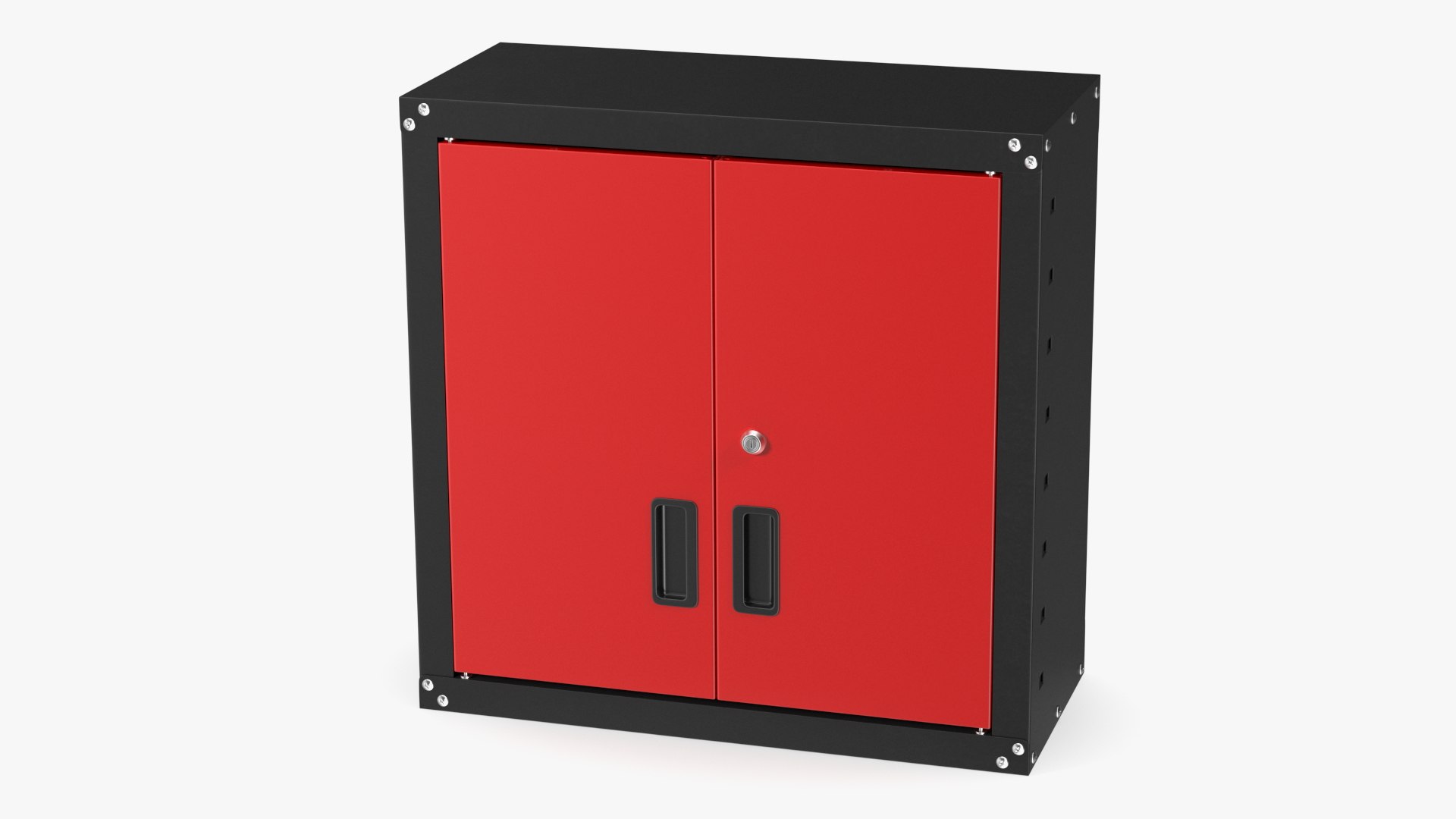 Wall Mounted Tool Storage Cabinet Red 3D model preview