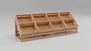 wooden vegetable shelves 3D model