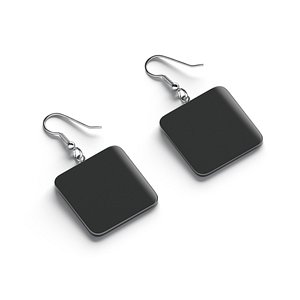 Black Square Earrings - rectangular plastic ear jewel