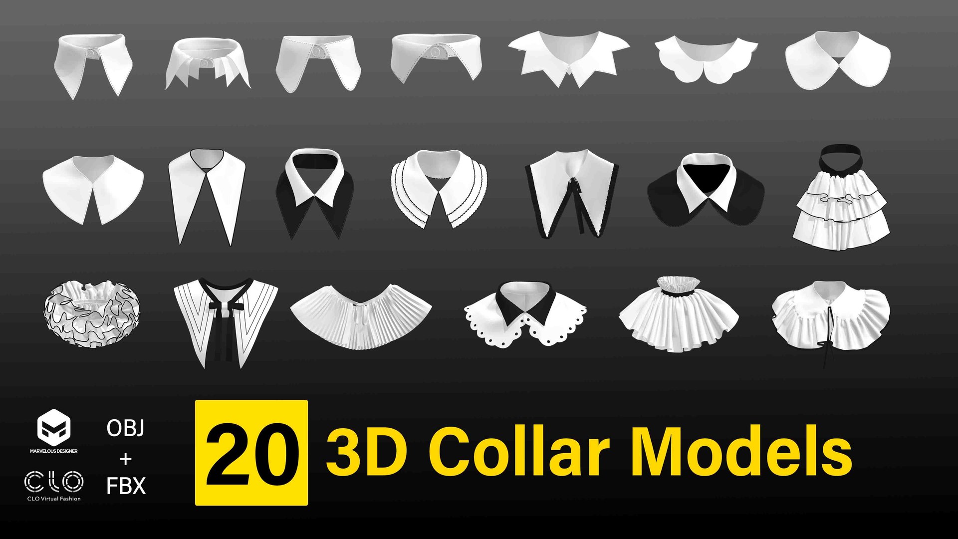 20 Collar Models Marvelous Designer OBJ FBX 3D Model TurboSquid 2097668