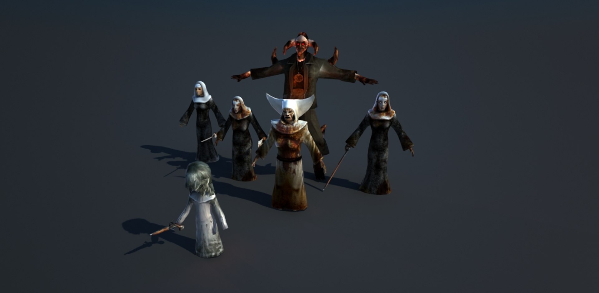 3d Model Monastery Horror Character Pack