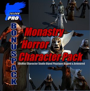 3d model monastery horror character pack