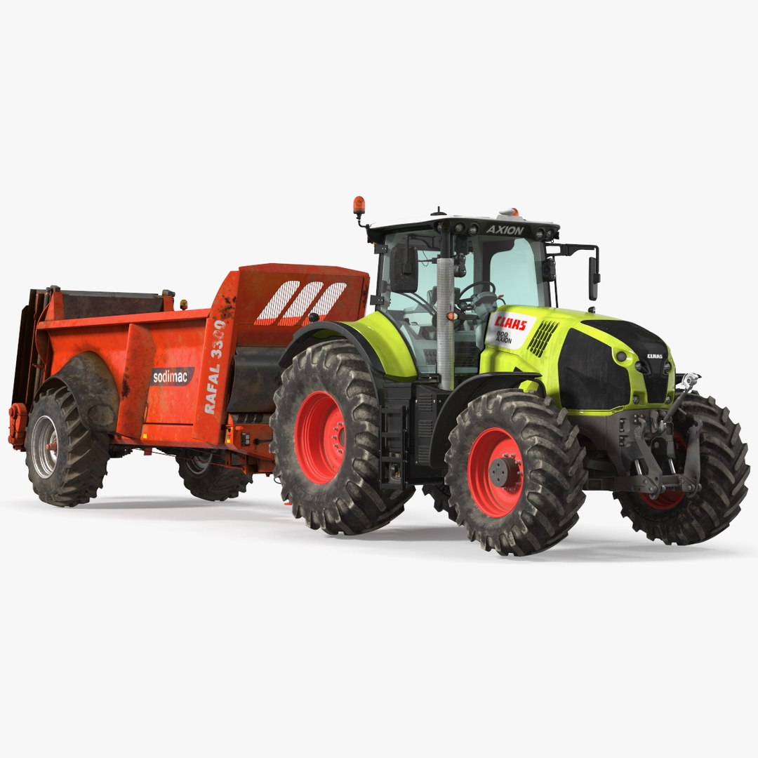 Tractor Claas Axion 800 with Sodimac Rafal 3300 Spreader(1) 3D model preview
