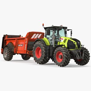 Tractor Claas Axion 800 with Sodimac Rafal 3300 Spreader 3D model