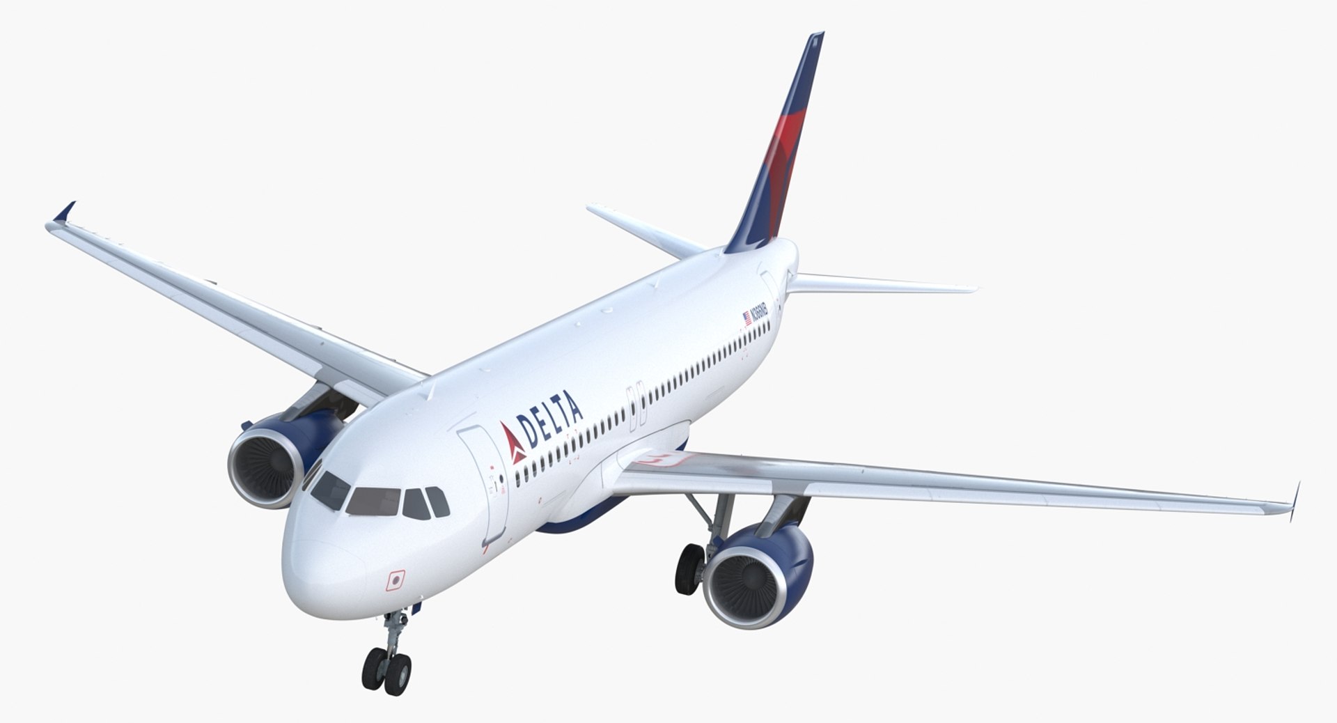 Airbus A320 Delta Air Lines Rigged 3D Model 3D model preview
