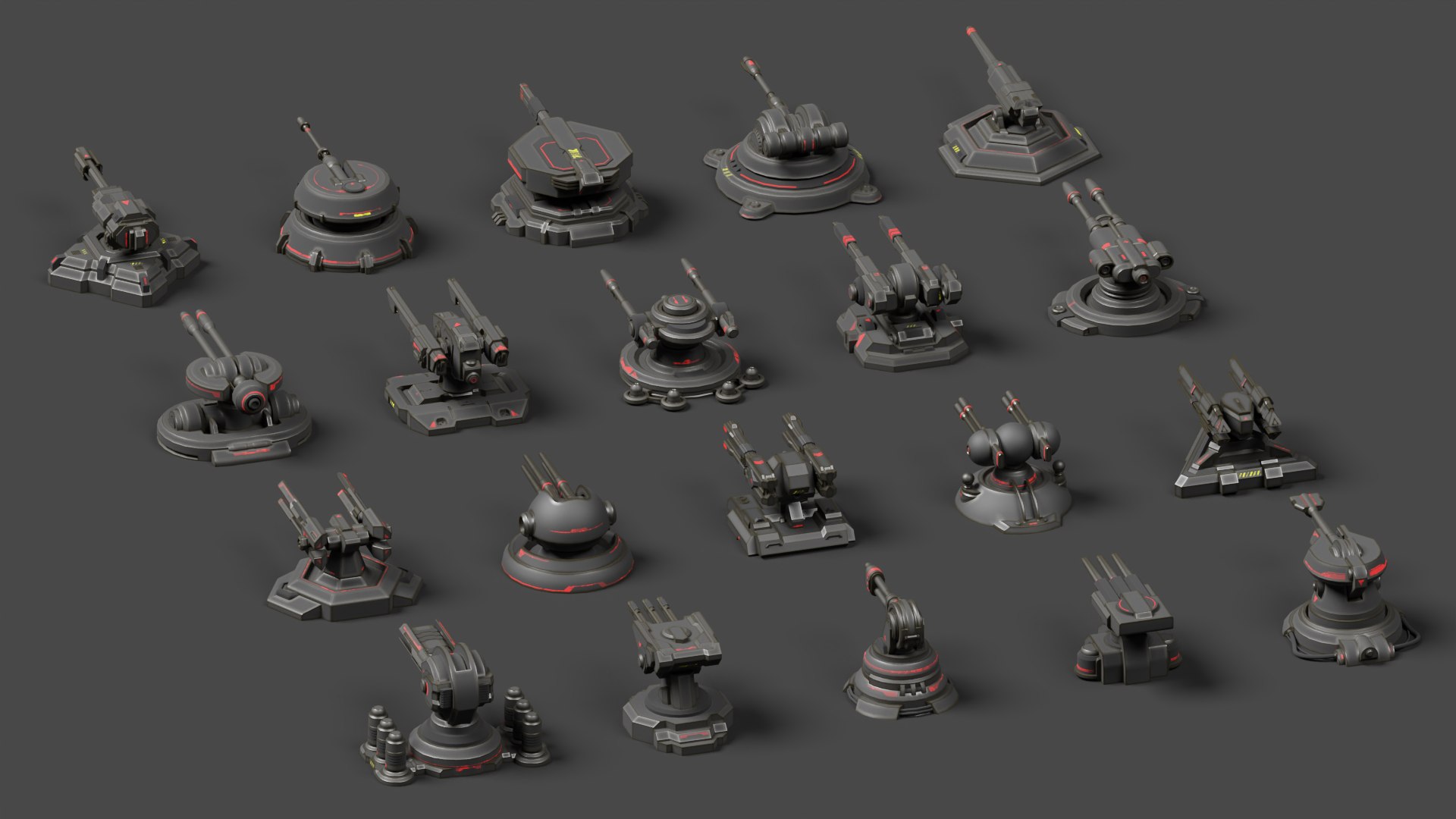 Turret Pack 3D - TurboSquid 1770811