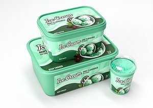 Ice Cream Packaging Container Size Range 3D Model