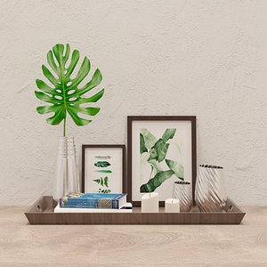 decorative set monstera 3d model