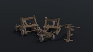 3D cartoon siege engines asset