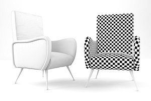 Turin armchair with wooden legs