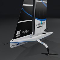 AC40 La Roche-Posay Team race yacht 3D model hydrofoil