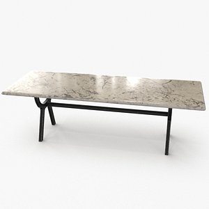 Metal And Marble Dining Table 3D