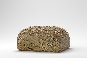 3D photorealistic sunflower seed bread model