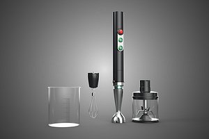 HAND IMMERSION BLENDER SET WHISK FOOD CHOPPER BEAKER ATTACHMENT 3D model
