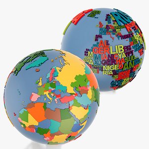 Geopolitical Globe and World Globe Words