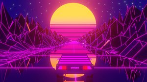 Retrowave sunset car animation