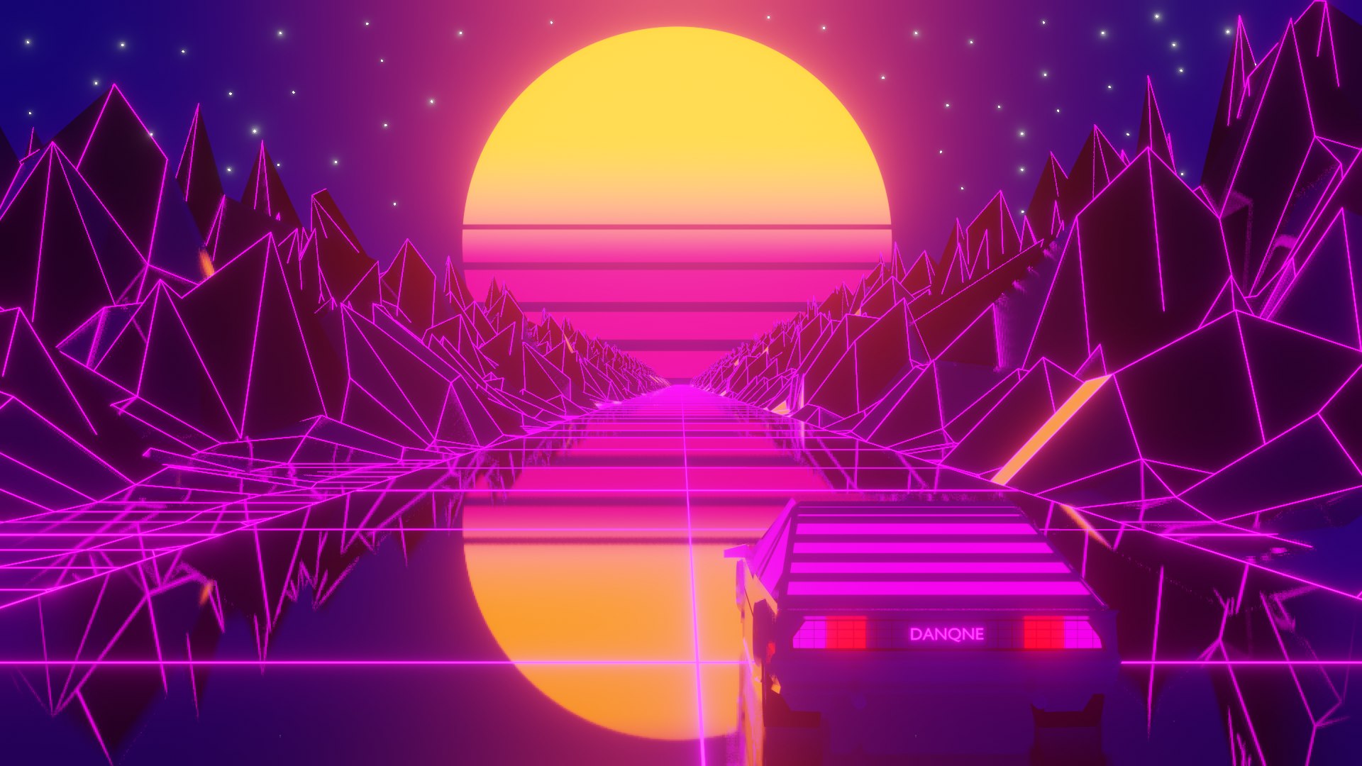 3D Retrowave sunset car animation model - TurboSquid 1818897