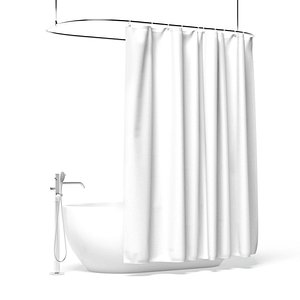 Closed Shower Curtain with Bath Interior Elements