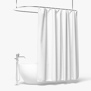 Closed Shower Curtain with Bath Interior Elements