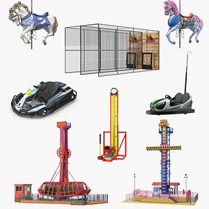 3D Amusement Park Attractions Collection 3