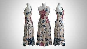 Woman Dress 2 Mimosa Berry Red Blue 3D