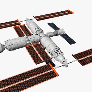 Tiangong Chinese Modular Space Station Rigged for Cinema 4D