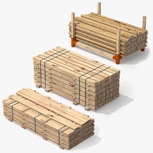 Stack of Wooden Beams PBR 4