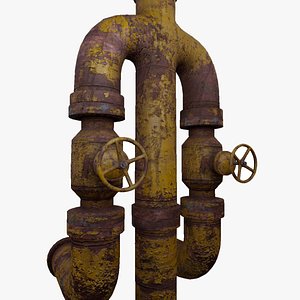 Modular old rusted pipe pack Low-poly 3D model