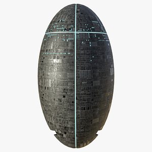 3D Space Station oval sphere Spaceship Borg
