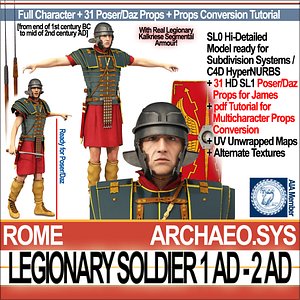 Ancient Rome Legionary Soldier 1 AD 2 AD with Poser Daz Props