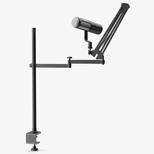 Adjustable Stand with Pantograph and Studio Condenser Microphone 3D model
