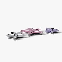 Y2K Puffy Chrome Star Hair Clips Set of 3 - Chromecore Accessory